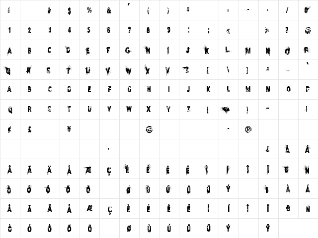 I Love Disaster Regular  glyph index