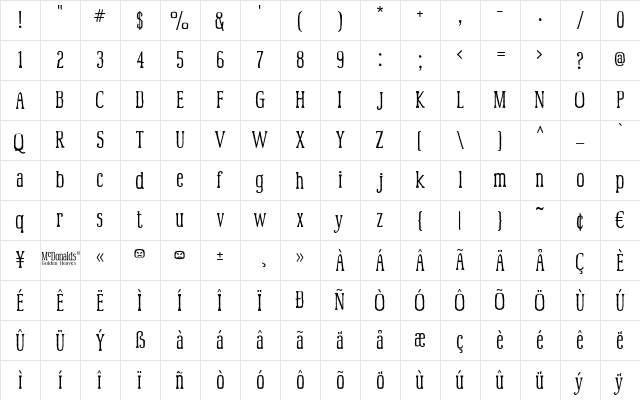 McFood Poisoning 1 Regular  glyph index