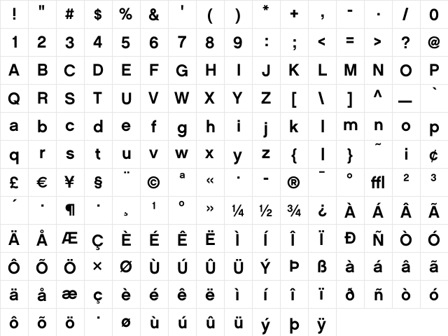 Chalet NewYorkNineteenSixty  glyph index