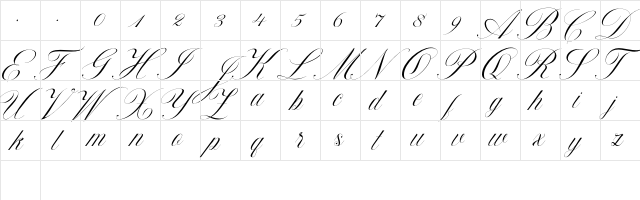 Beauty Athena Regular  glyph index