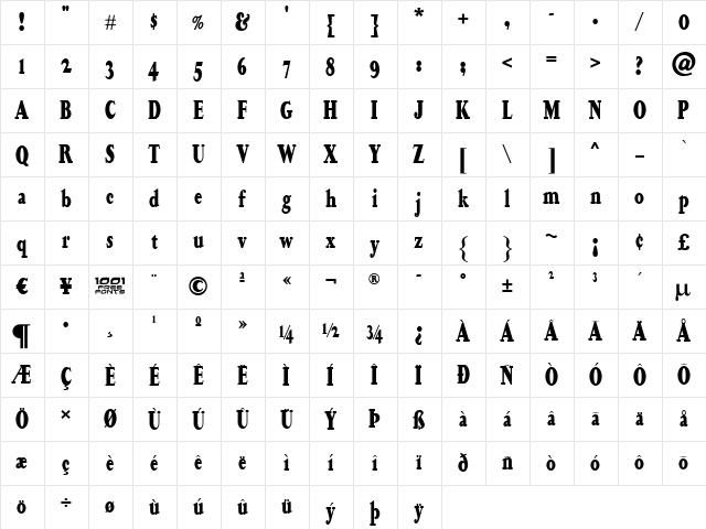 Happy Campers NF Regular  glyph index