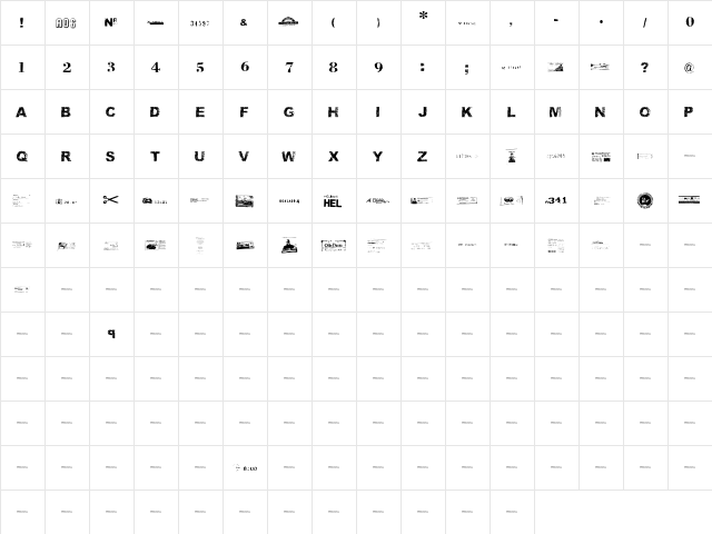 Ticket Scraps Urban  glyph index