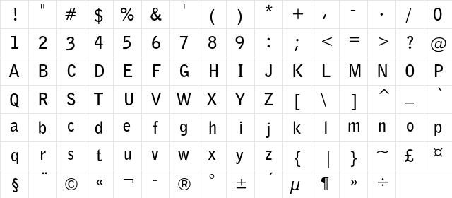 BellGothicC BT Bold  glyph index