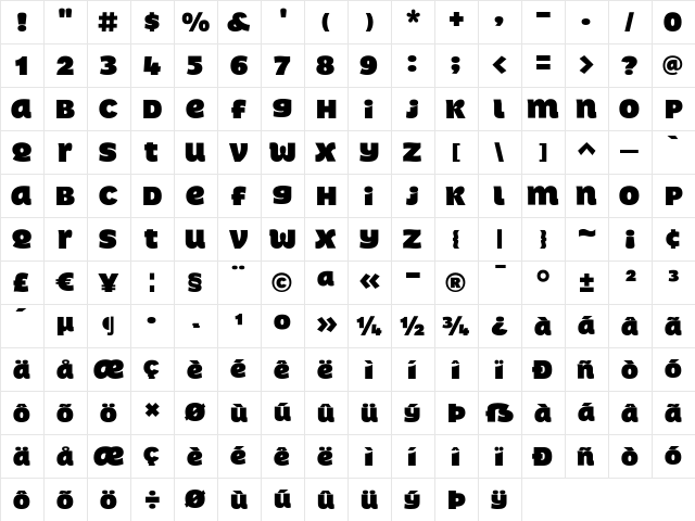 Shire Regular  glyph index