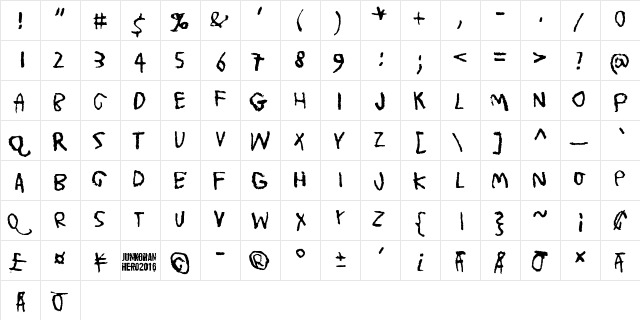 Trash! More trash! Regular  glyph index