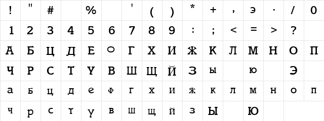 Handdrive Regular  glyph index