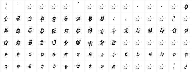 Star Dust Condensed Italic  glyph index