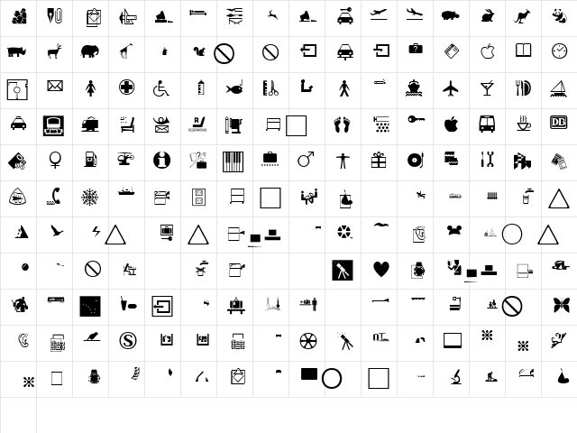 JournalDingbatsSevenSSK Regular  glyph index