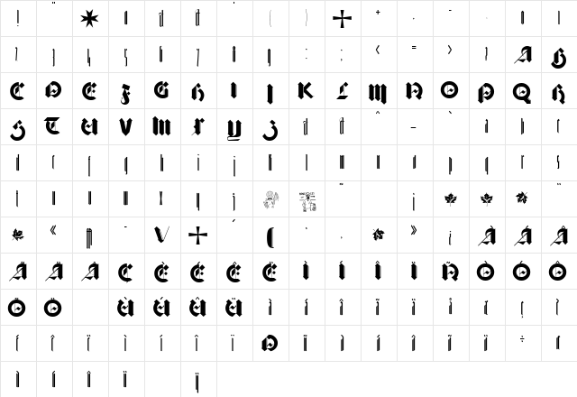 Barnbrook Regular  glyph index