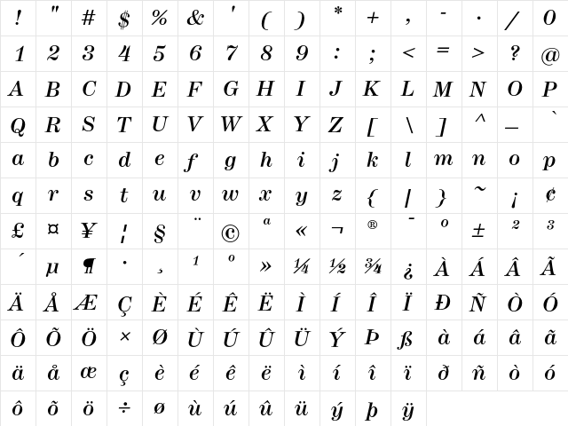 Hercules Medium Medium Italic  glyph index