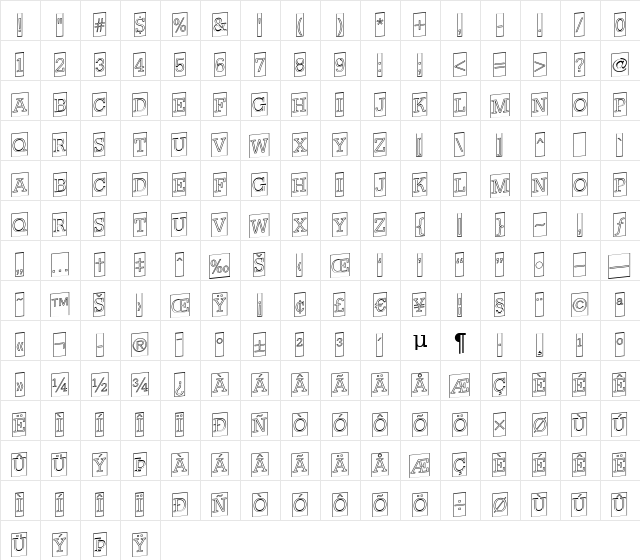a_NoterCmOtlUp Regular  glyph index