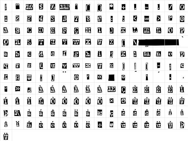 Dust Westen  glyph index