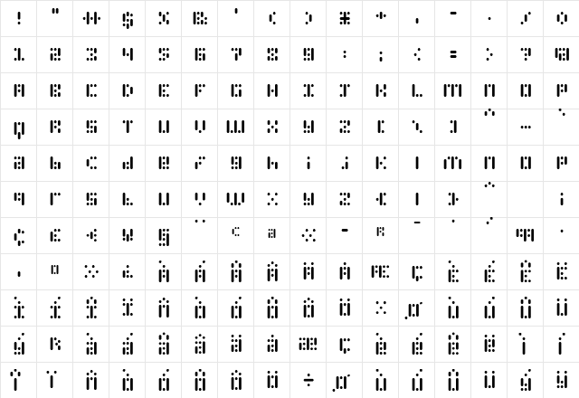 PhlexOcto Regular  glyph index