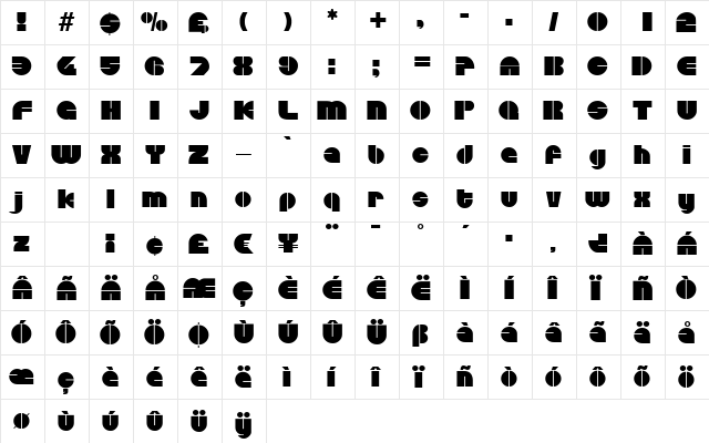 D730-Deco Regular  glyph index