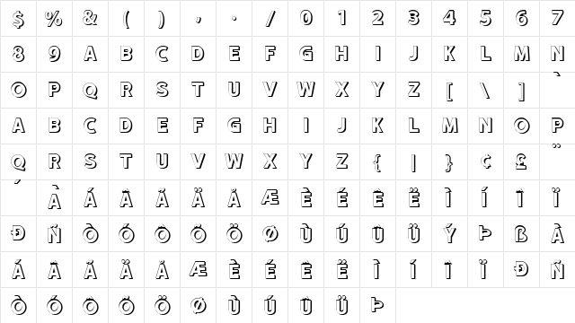 hustle 2 Regular  glyph index