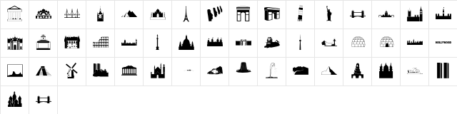 Landmarks Regular  glyph index