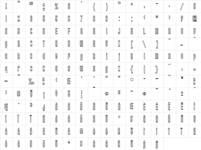 SF Port McKenzie Outline Regular  glyph index