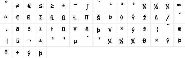MagdaCleanMono BoldExpert  glyph index