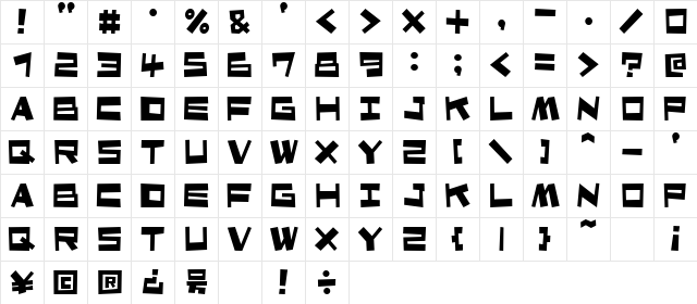 ShotaroV3AL Regular  glyph index