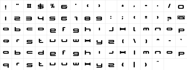 Limcy Biy Regular  glyph index