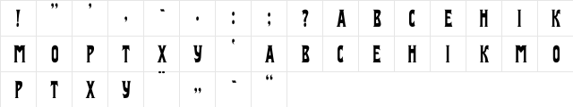 IzvestijaC Regular  glyph index