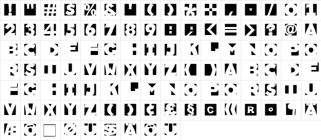 SketchCameosInversA Normal  glyph index