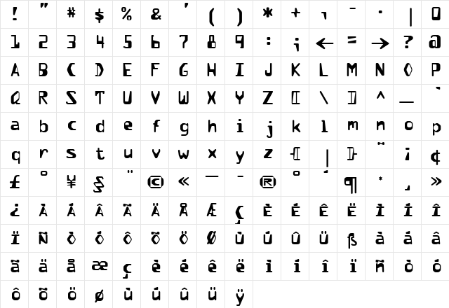 F2FOCRAlexczyk LT Std Regular Regular  glyph index