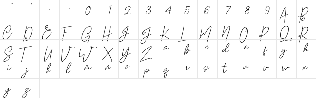 Mellati Regular  glyph index