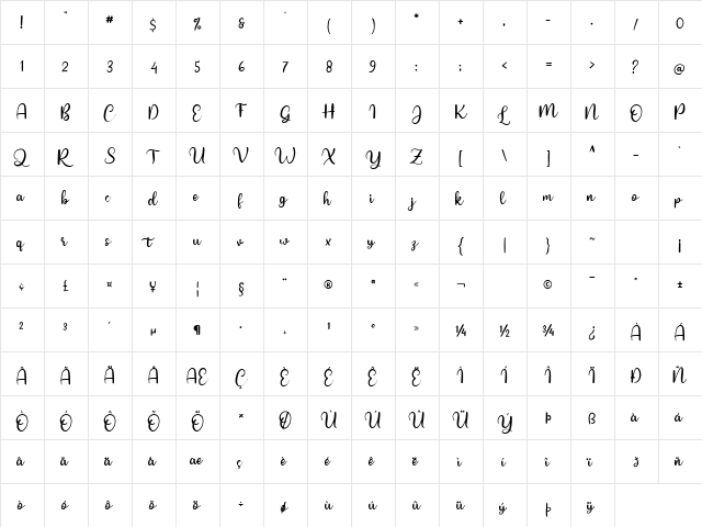 red rose Regular  glyph index