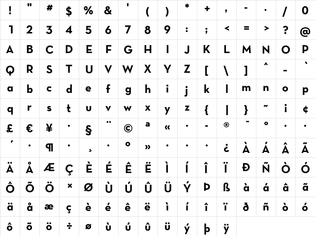 Neutra Text TF Alt Bold  glyph index