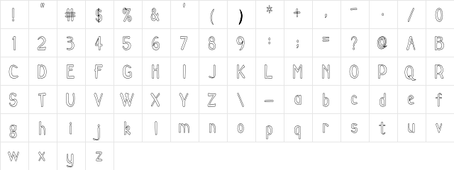 Fox Rest Hollow Condensed Regular  glyph index