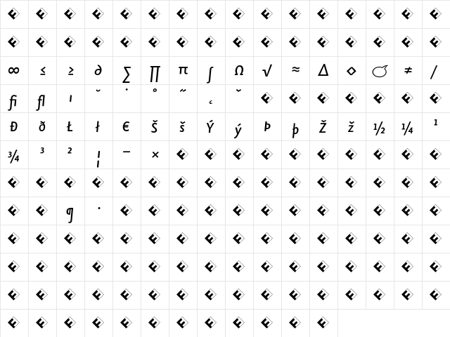 Eureka Sans Medium Italic Exp  glyph index