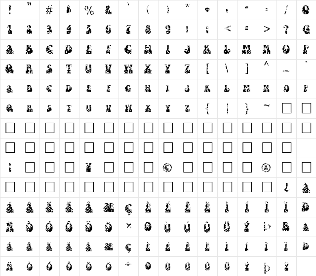 FZ JAZZY 16 HOLEY Normal  glyph index