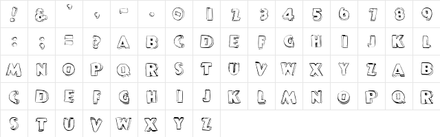 P22PopArt Regular  glyph index