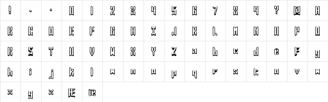 Jasper (BRK) Regular  glyph index