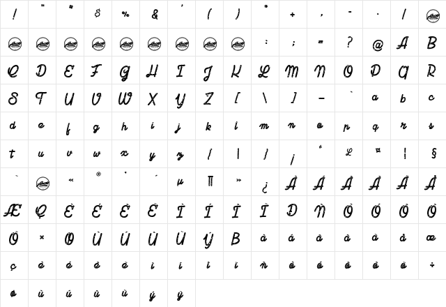 Last Shade_Persona_Use_Only Regular  glyph index