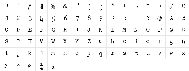 01196c Regular  glyph index