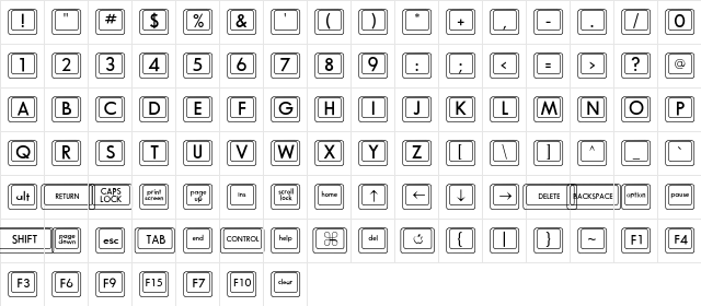 Compboard CAPS Regular  glyph index