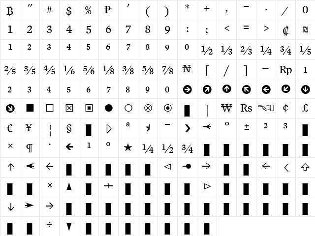 Mercury Numeric G3 Regular  glyph index
