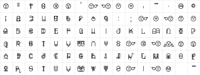 Escalatio Regular  glyph index