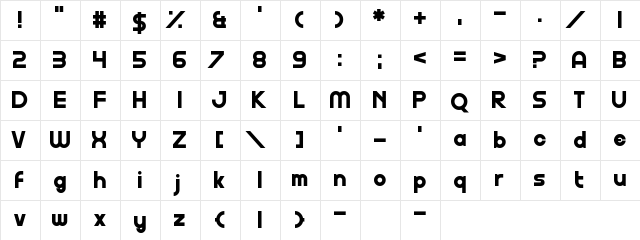 Gofuyo Regular  glyph index