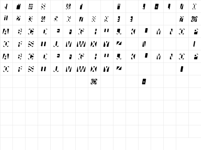 Negatron Regular  glyph index