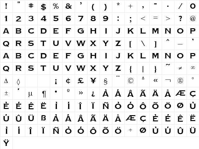 TinPlate Regular  glyph index