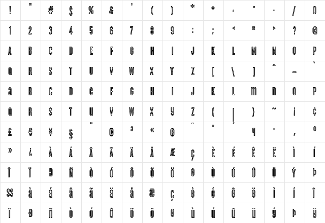 Cyclone Regular  glyph index