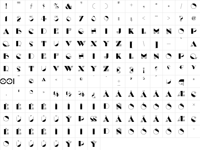 Labyrinth NF Regular  glyph index