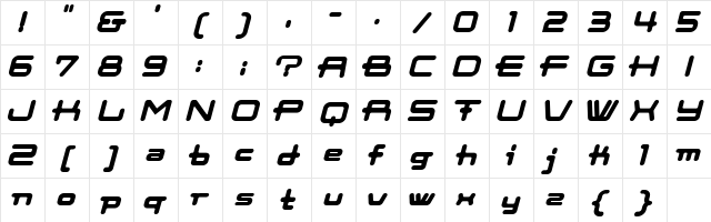 Cootnew BoldItalic  glyph index
