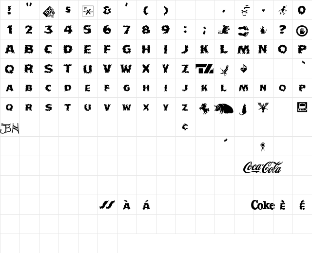 Incendiak J Cool  glyph index