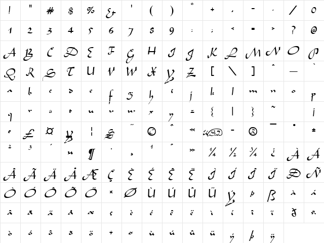 Aladdin normal  glyph index