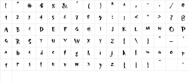 CK Fast Food Regular  glyph index