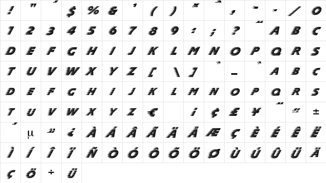 Surface Regular  glyph index